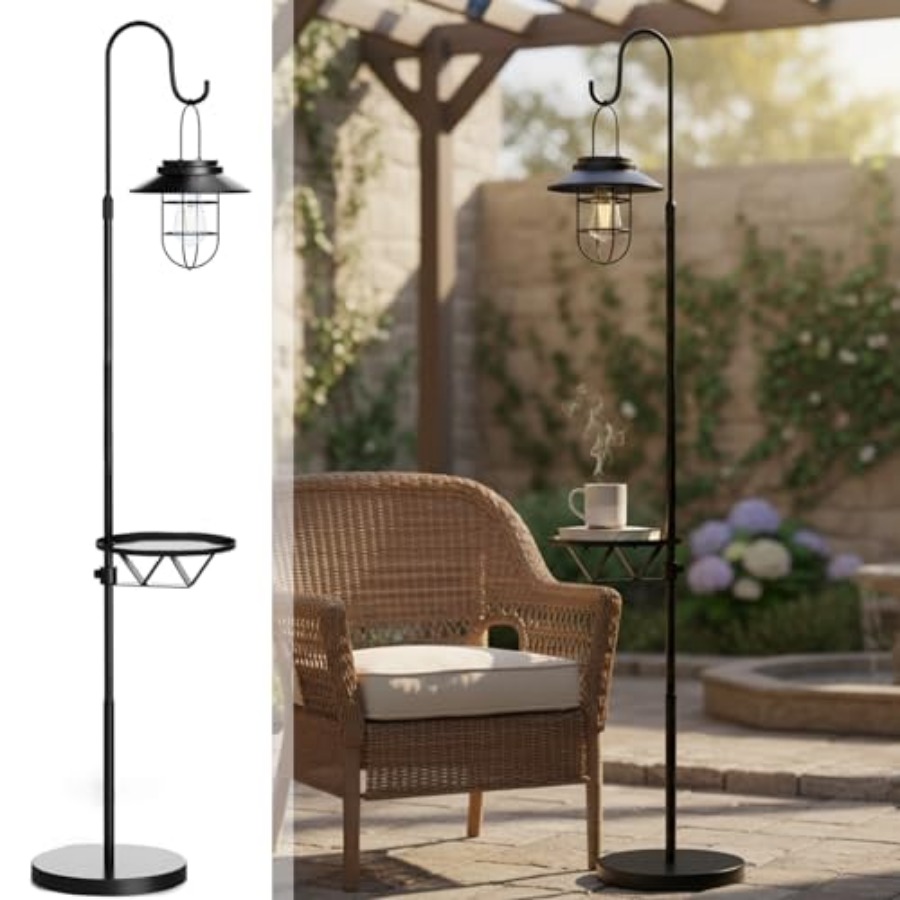Outdoor Lighting Lamps - Solarna lampa podłogowa ze stolikiem, 60-calowy