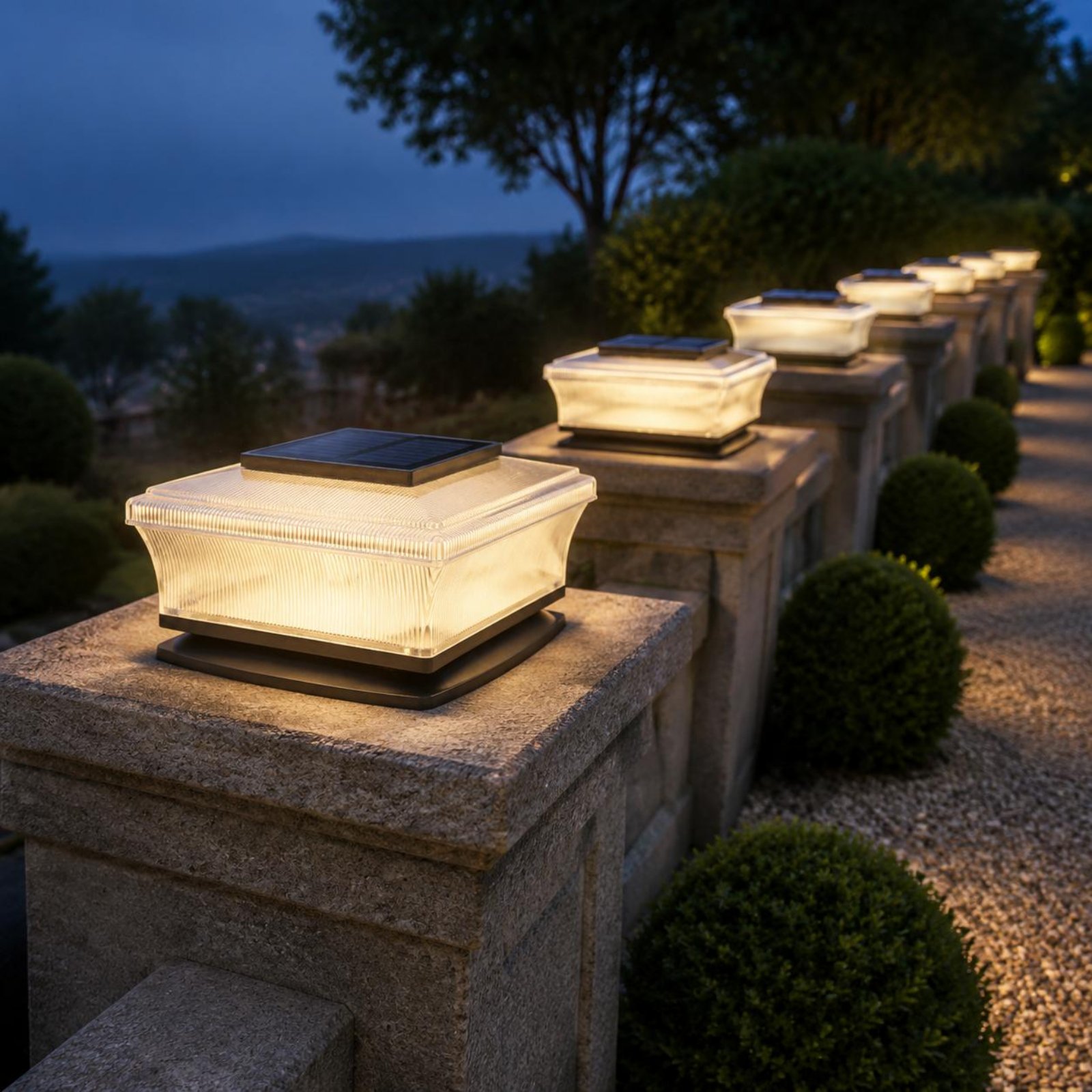 Outdoor Lighting Wireless - Bezprzewodowa kwadratowa lampa solarna na słupek,