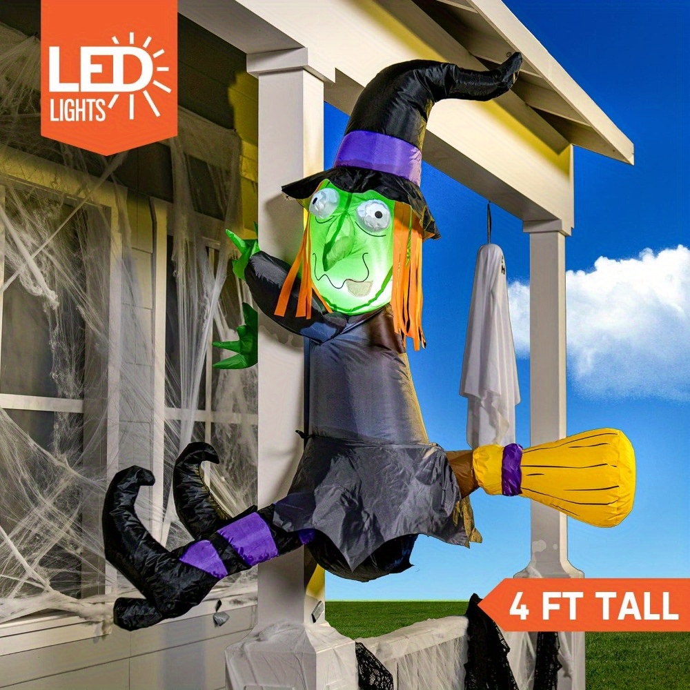 Outdoor Lighting Ideas For Party - Nadmuchiwana czarownica na Halloween o wysokości