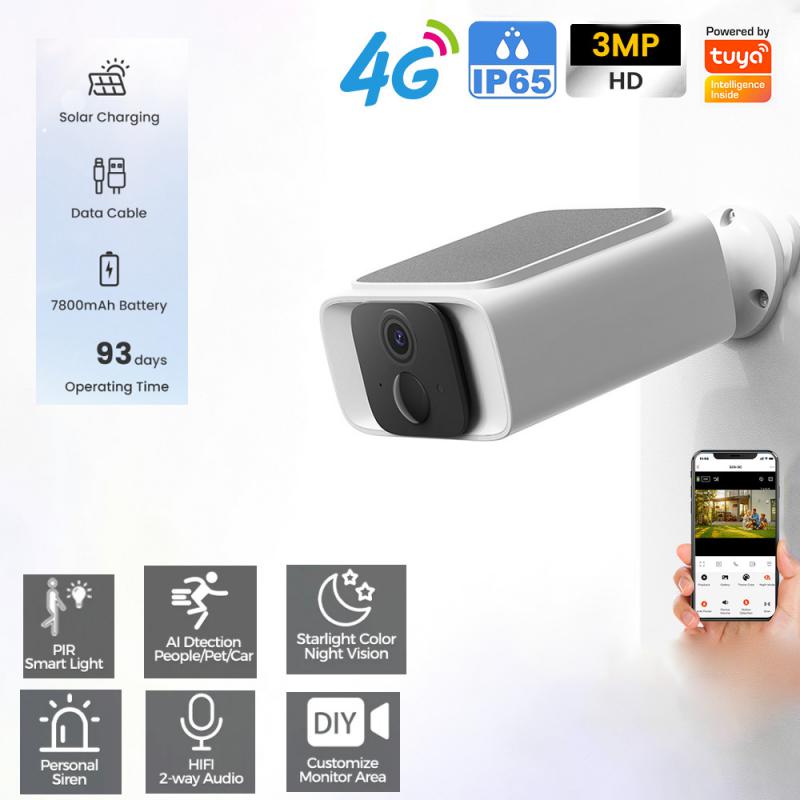 Outdoor Lighting Wireless - Kamera solarna zewnętrzna EOENK 3MP, bezprzewodowa,
