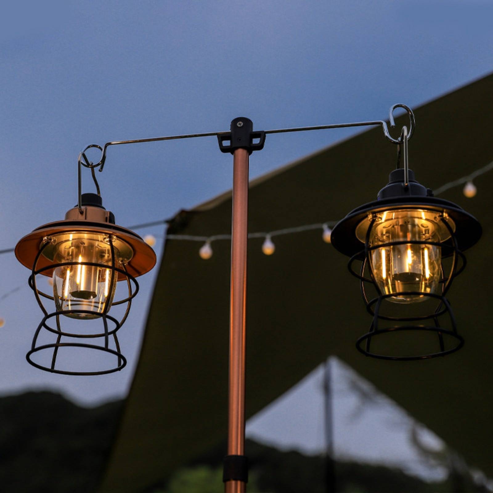 Outdoor Lighting Pole - Statyw z haczykami, teleskopowy stojak na