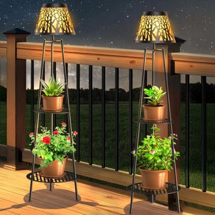 Outdoor Lighting Lamps - Zestaw 2 zewnętrznych solarnych lamp podłogowych