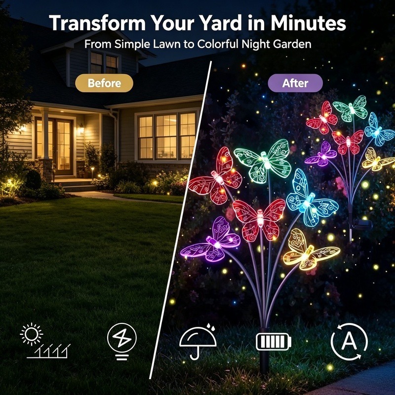 Lampki w kształcie motyli zasi – Outdoor Lighting Yard recenzja i cena